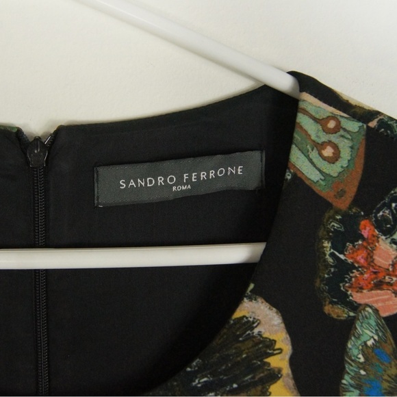 SANDRO FERRONE Black Spring Summer Butterfly Midi  Dress - Picture 11 of 13